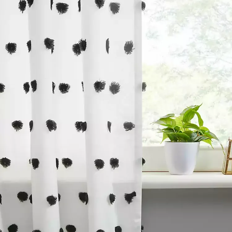 Kirklands Home Sophie Black Pom Pom Curtain Panel, 63 in. Outlet
