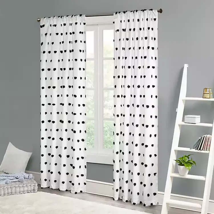 Kirklands Home Sophie Black Pom Pom Curtain Panel, 84 in. New