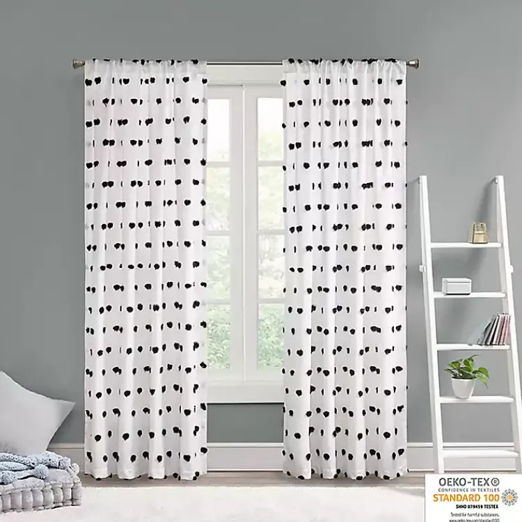 Kirklands Home Sophie Black Pom Pom Curtain Panel, 84 in. New