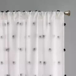 Kirklands Home Sophie Black Pom Pom Curtain Panel, 84 in. New