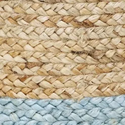 Baskets & Boxes>Kirklands Home Spa Blue and Tan Woven Basket with Tassel, 17 in.