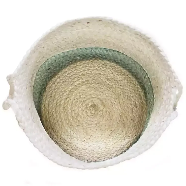 Baskets & Boxes>Kirklands Home Spa Blue and White Jute Basket with Tassel, 17 in.