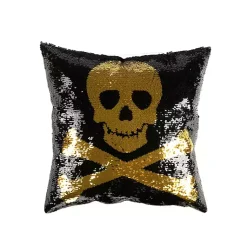 Halloween>Kirklands Home Sparkle Sequin Skull Pillow