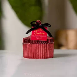 Candles>Kirklands Home Sparkling Cranberry Mercury Glass Jar Candle Red