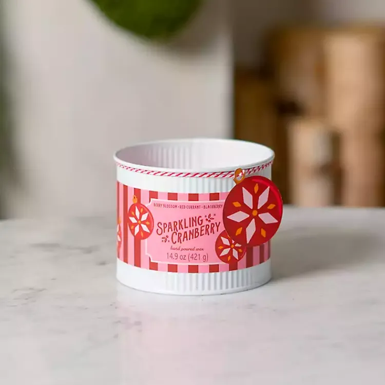 Candles>Kirklands Home Sparkling Cranberry Tin Jar Candle