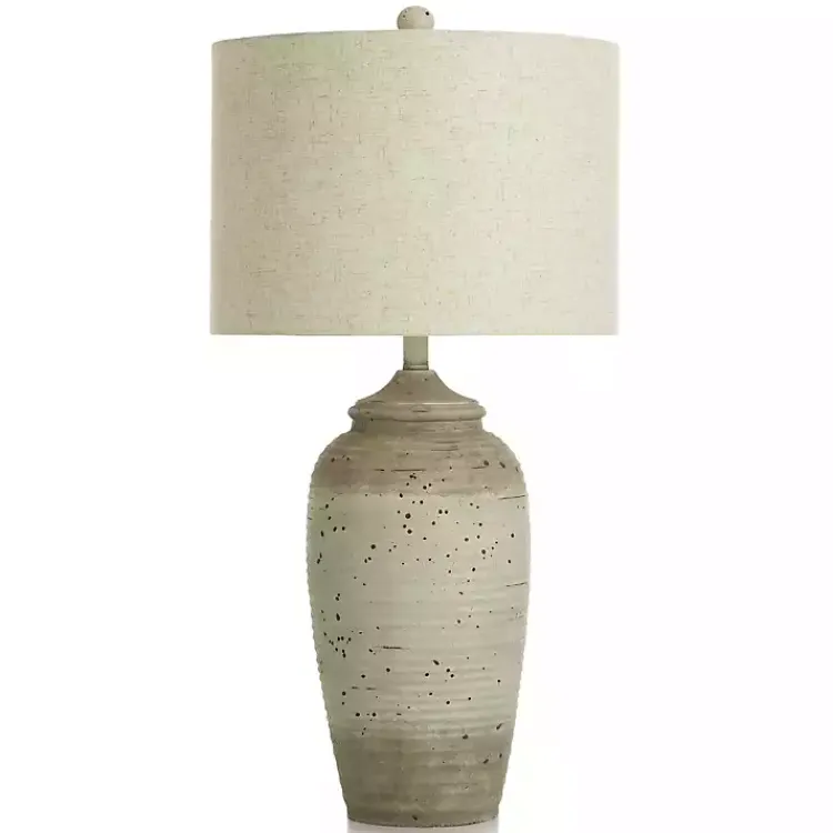 Kirklands Home Speckled Cream Two-Tone Ridge Table Lamp Tan Hot