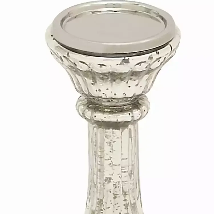 Candle Holders>Kirklands Home Speckled Mercury Glass Pillar Holders, Set of 3 Silver