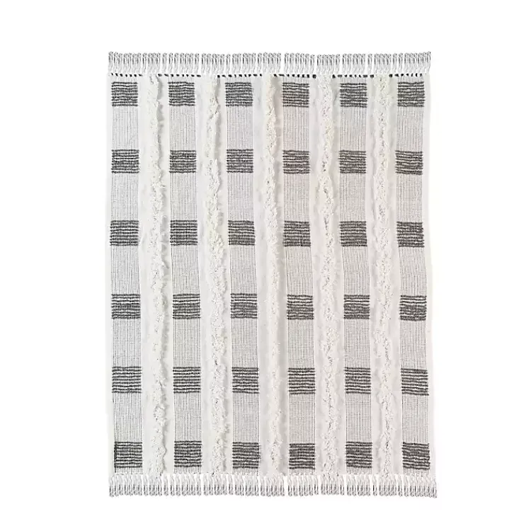 Blankets & Throws>Kirklands Home Spencer Gray and White Plaid Throw
