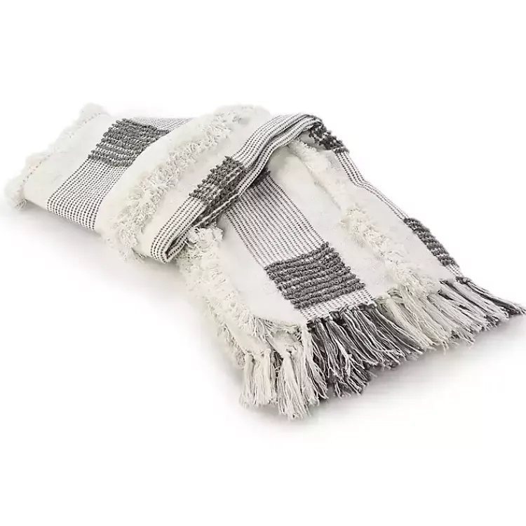 Blankets & Throws>Kirklands Home Spencer Gray and White Plaid Throw