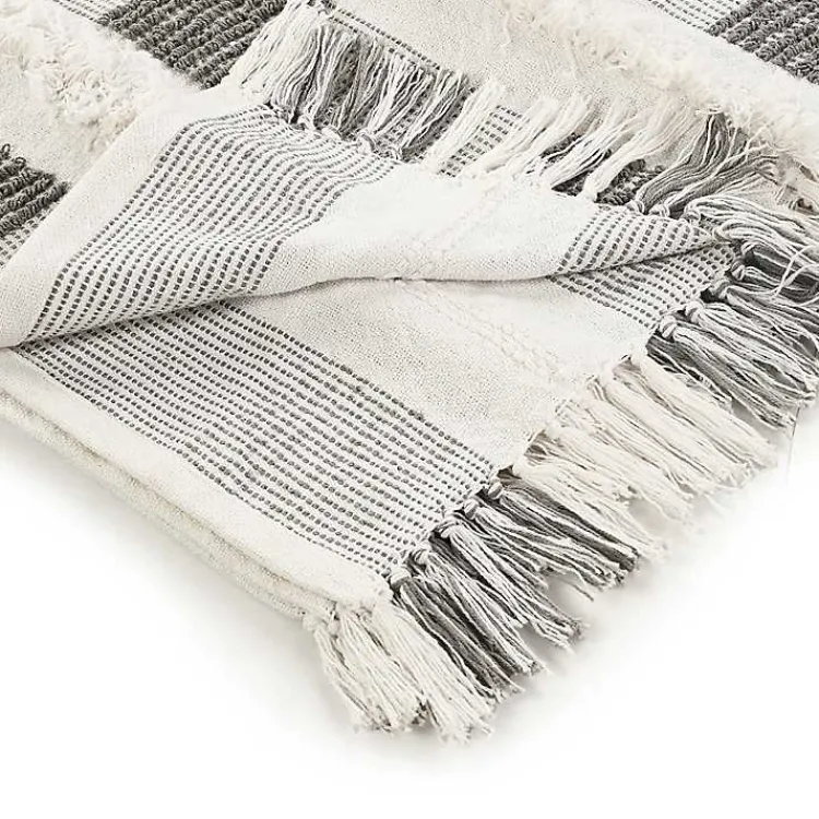 Blankets & Throws>Kirklands Home Spencer Gray and White Plaid Throw