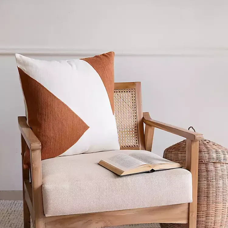 Pillows>Kirklands Home Spice & Ivory Geometric Colorblock Throw Pillow Orange