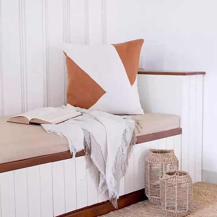 Pillows>Kirklands Home Spice & Ivory Geometric Colorblock Throw Pillow Orange