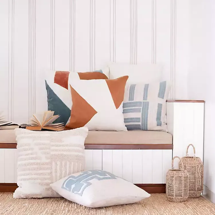 Pillows>Kirklands Home Spice & Ivory Geometric Colorblock Throw Pillow Orange