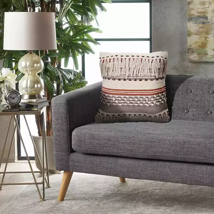 Pillows>Kirklands Home Spice and Natural Chic Fringe Pillow