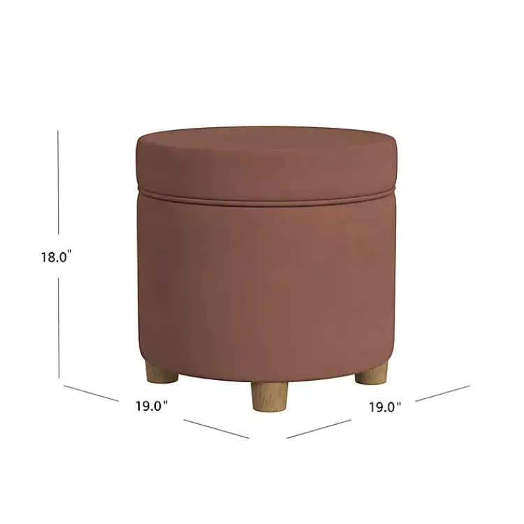 Kirklands Home Spice Round Velvet Storage Ottoman Brown Best