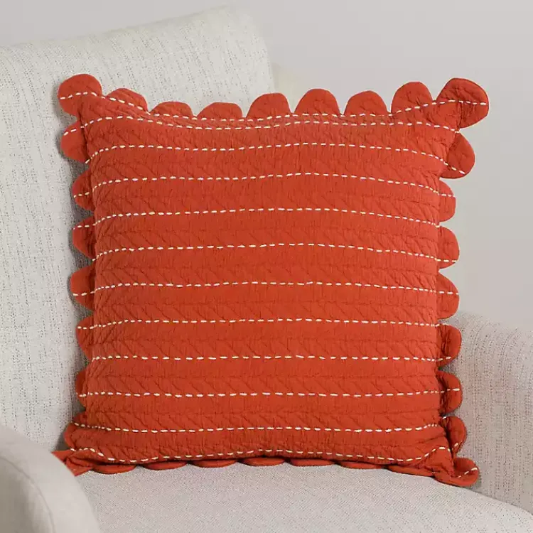 Pillows>Kirklands Home Spice Scalloped Edge Pillow Orange