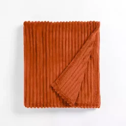 Blankets & Throws>Kirklands Home Spice Velvet Corduroy Throw Orange