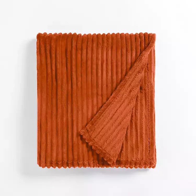 Blankets & Throws>Kirklands Home Spice Velvet Corduroy Throw Orange
