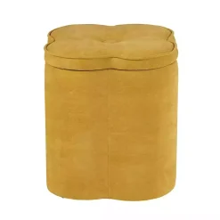 Kirklands Home Spice Chenille Flower Storage Ottoman Yellow