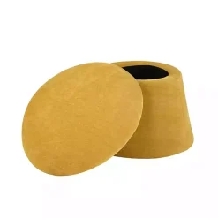 Kirklands Home Spice Chenille Mushroom Storage Ottoman Yellow New