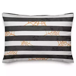 Halloween>Kirklands Home Spiderwebs and Stripes Pattern Throw Pillow