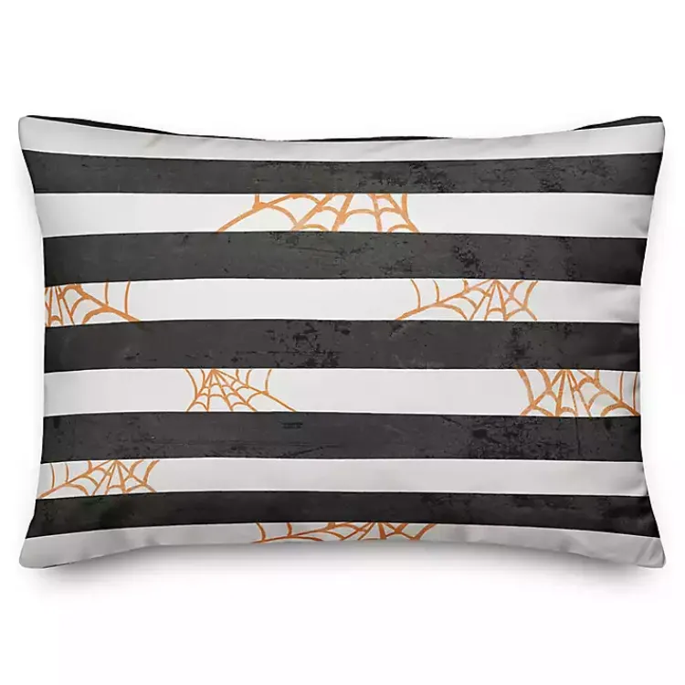 Halloween>Kirklands Home Spiderwebs and Stripes Pattern Throw Pillow