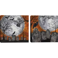 Halloween>Kirklands Home Spooky Graveyard Canvas Art Prints, Set of 2