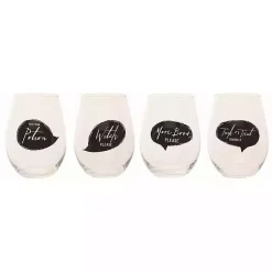 Halloween>Kirklands Home Spooky Sentiment Stemless Wine Glasses, Set of 4