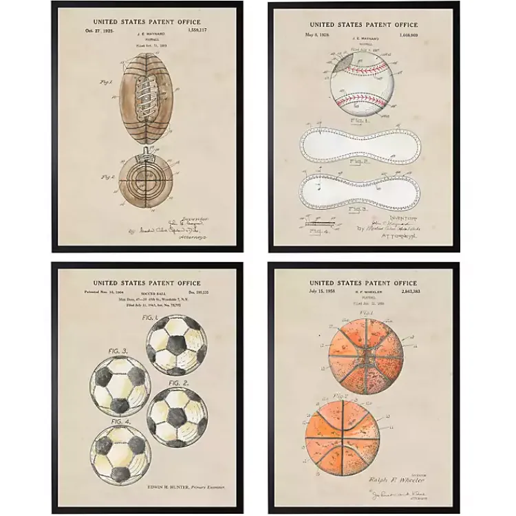 Kirklands Home Sports Ball Patents Framed Art Prints Multi Discount