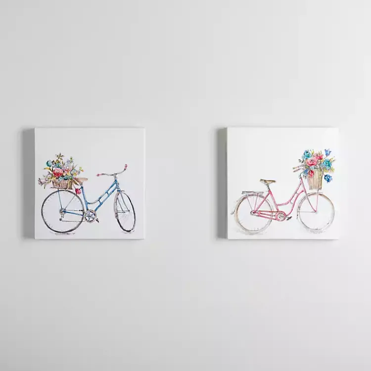 Kirklands Home Spring Bicycles Canvas Art Prints, Set of 2 Hot