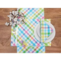 Easter Decorations>Kirklands Home Spring Blossom Plaid Table Runner