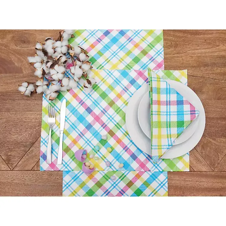 Easter Decorations>Kirklands Home Spring Blossom Plaid Table Runner