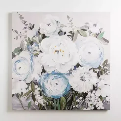 Kirklands Home Spring Blue Floral Bouquet Canvas Art Print New
