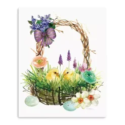 Easter Decorations>Kirklands Home Spring Chicks in a Basket Canvas Art Print