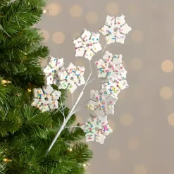 Christmas Tree Decorations>Kirklands Home Sprinkled Snowflakes Christmas Pick