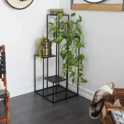 Kirklands Home Square Iron Frame 4-Tier Plant Stand Black Outlet