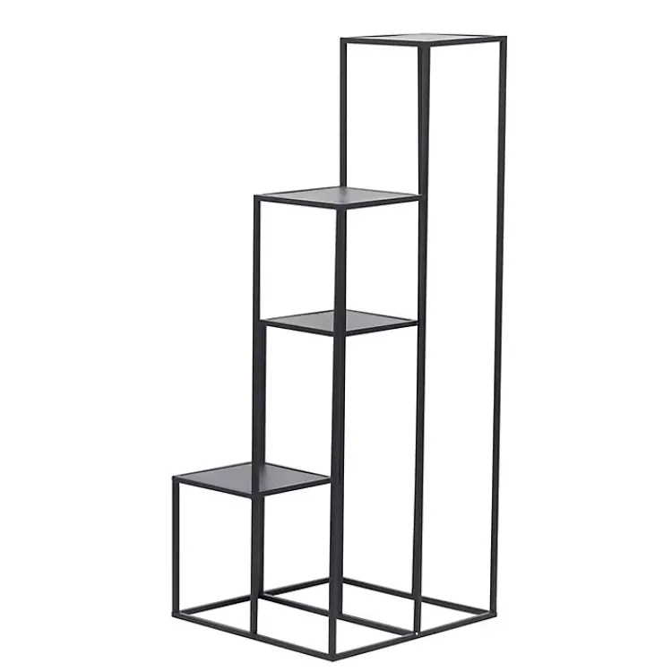Kirklands Home Square Iron Frame 4-Tier Plant Stand Black Outlet