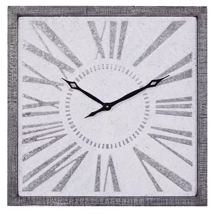 Kirklands Home Square Galvanized Metal Wall Clock Clearance
