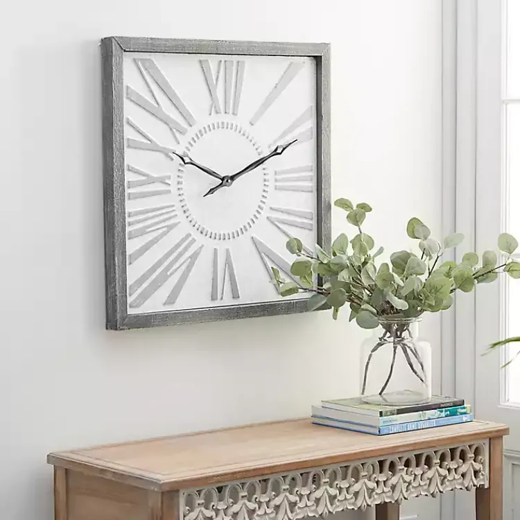 Kirklands Home Square Galvanized Metal Wall Clock Clearance