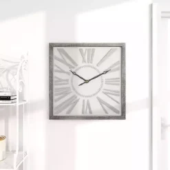 Kirklands Home Square Galvanized Metal Wall Clock Clearance