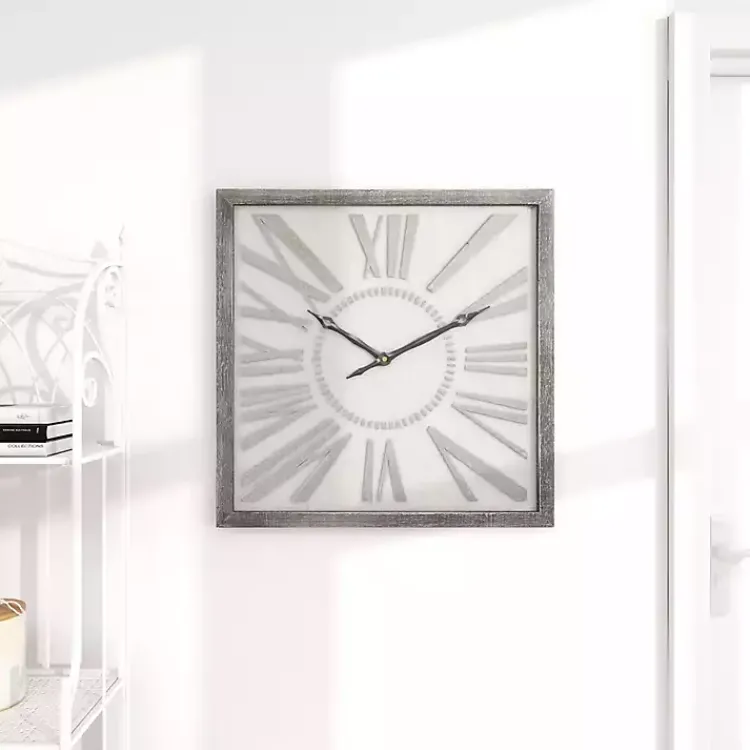 Kirklands Home Square Galvanized Metal Wall Clock Clearance