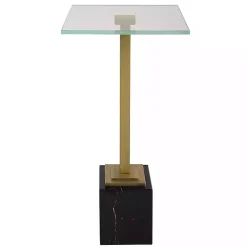 Kirklands Home Square Glass and Marble Accent Table Black Sale