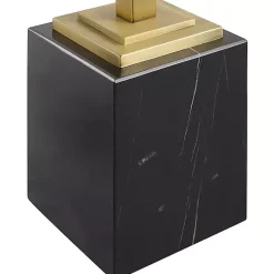 Kirklands Home Square Glass and Marble Accent Table Black Sale