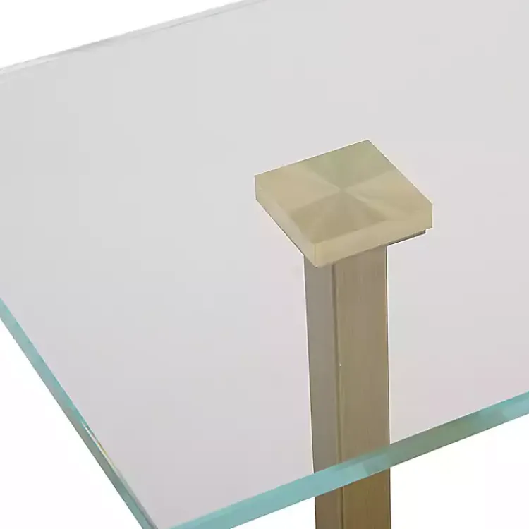 Kirklands Home Square Glass and Marble Accent Table White New