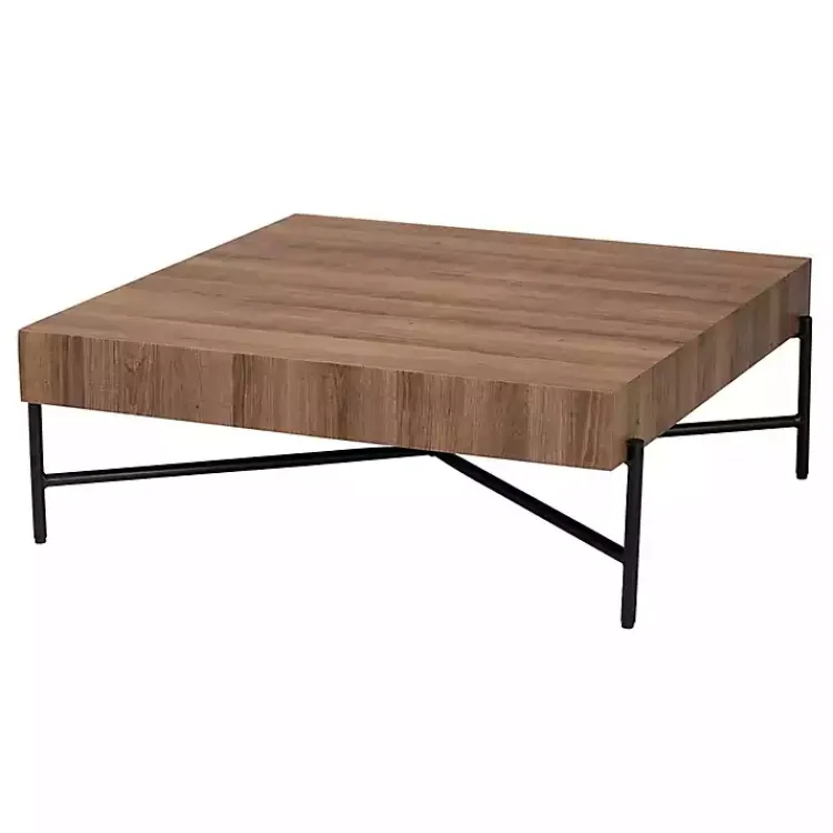 Kirklands Home Square Light Wood X Base Coffee Table Brown Hot
