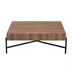 Kirklands Home Square Light Wood X Base Coffee Table Brown Hot