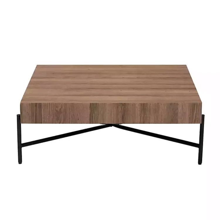 Kirklands Home Square Light Wood X Base Coffee Table Brown Hot