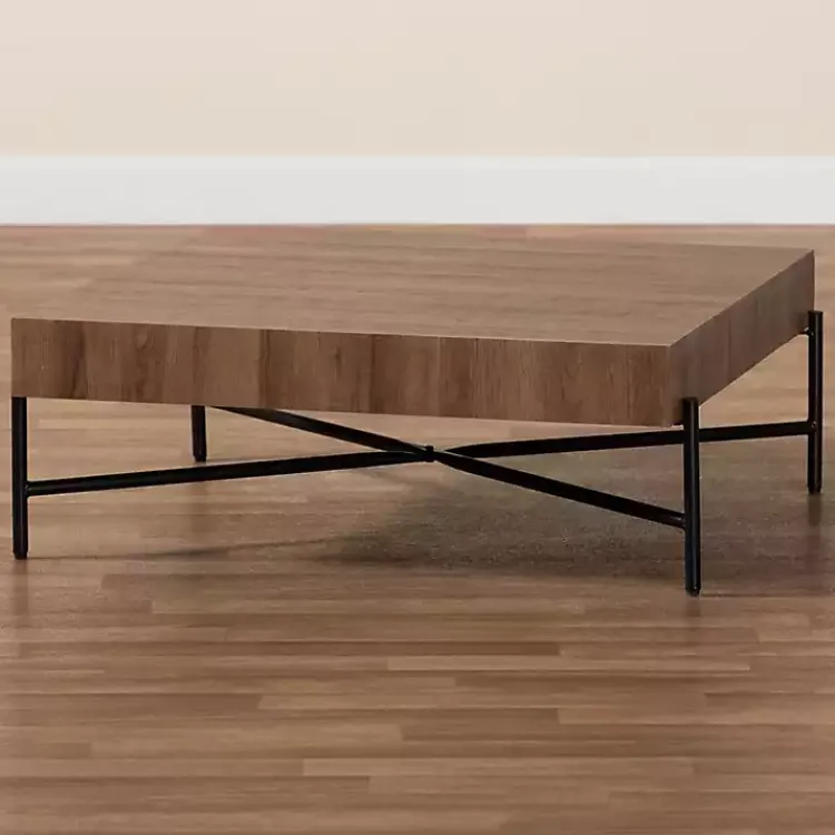 Kirklands Home Square Light Wood X Base Coffee Table Brown Hot