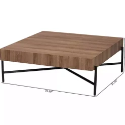 Kirklands Home Square Light Wood X Base Coffee Table Brown Hot