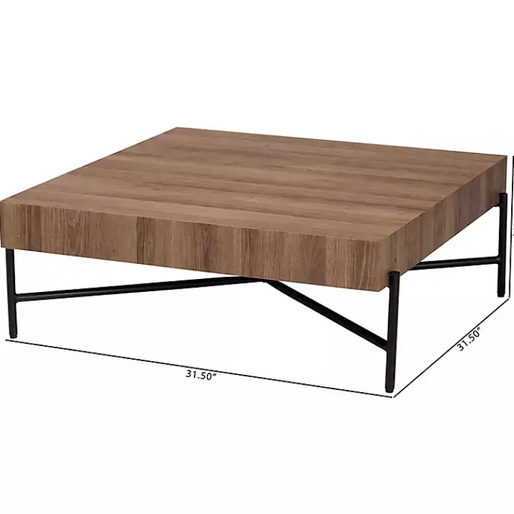 Kirklands Home Square Light Wood X Base Coffee Table Brown Hot